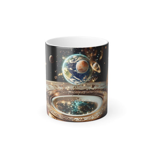 Taza de 325 ml con efecto de color "Cuento de hadas mágico espacial" en Dark Academia