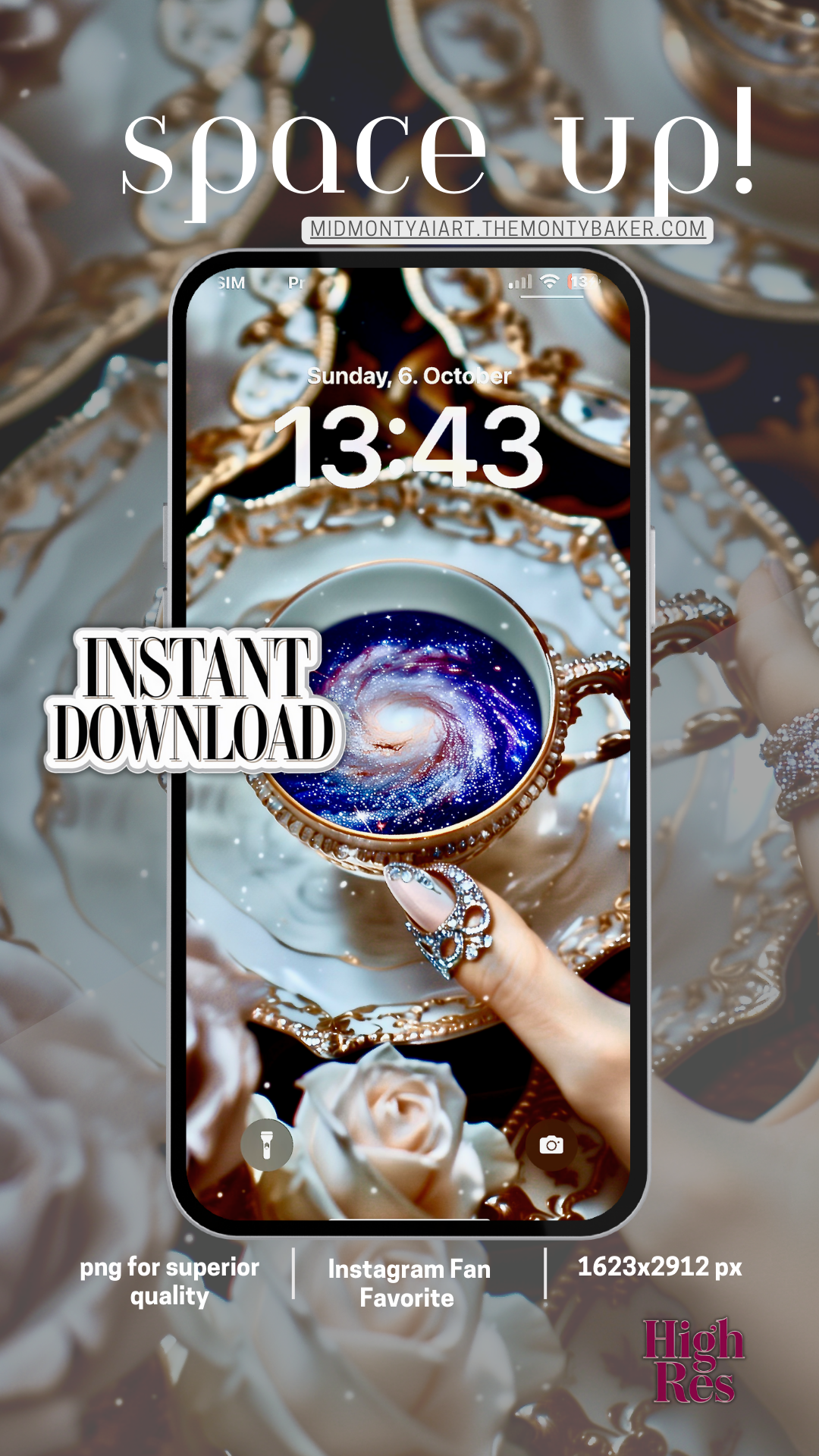 High-resolution galaxy in a teacup wallpaper for mobile display, featuring premium digital art in superior quality – instant download and Instagram fan favorite.