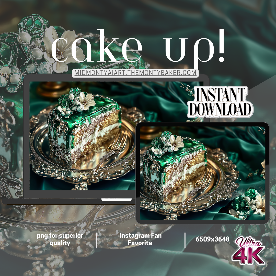 Luxurious AI-generated emerald cake wallpaper for ultra 4K resolution, perfect for instant download and premium display on devices – Instagram fan favorite.