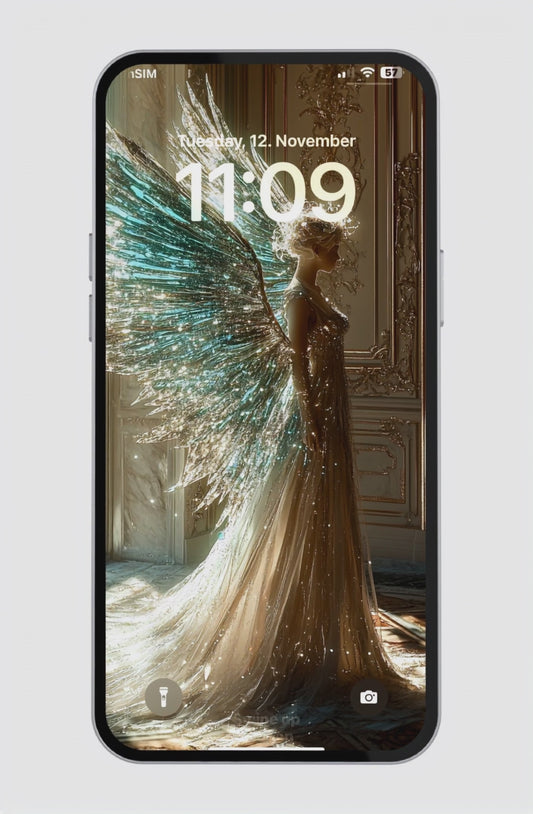 angel protect image for phone with soft golden light – a peaceful mockup that shows how faith can live quietly on your screen, like angels watching over you