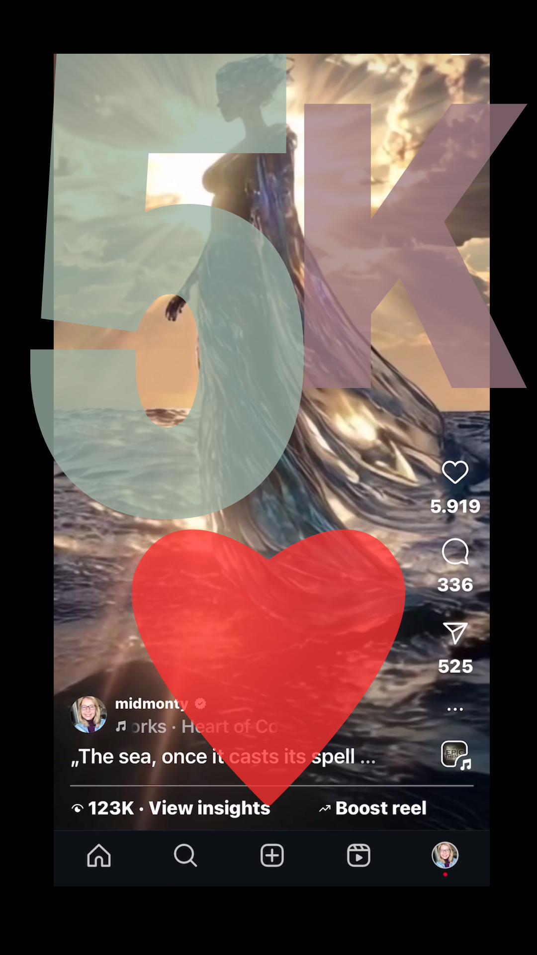 Promo video showcasing the viral Aphrodite goddess wallpaper for phone – includes screen recording of Instagram Reel with 5K likes, a short clip of the reel itself, and a final product mockup with “Finally available – Buy now” call to action. Ethereal, radiant, flowing, and divine HD4K mobile wallpaper featuring beautiful goddess imagery.