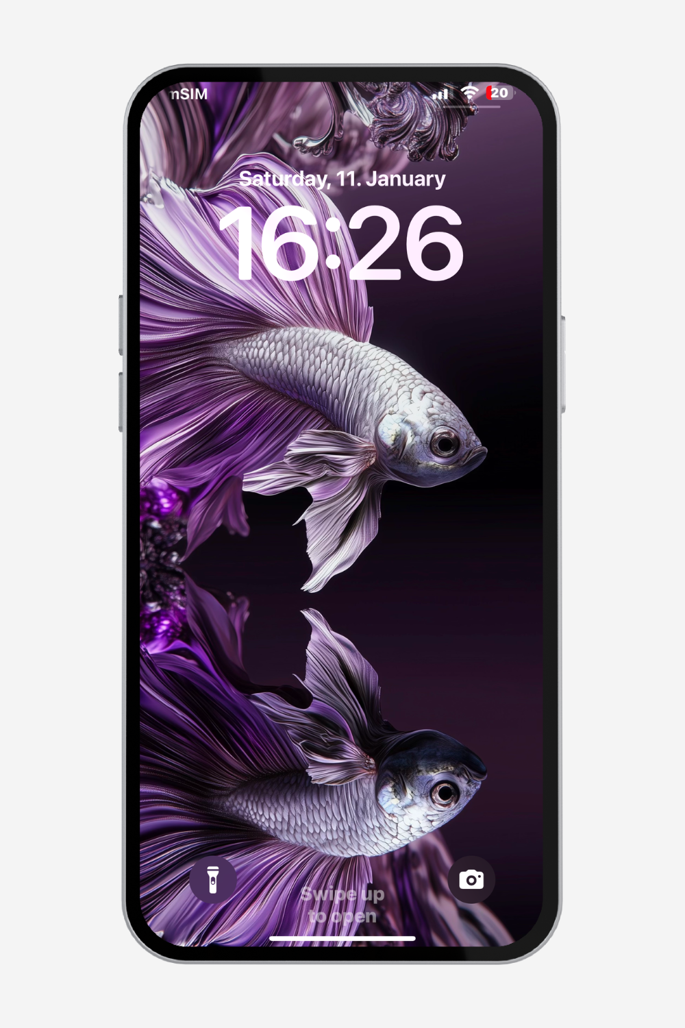 elegant purple wallpaper with artistic fish design – a nice phone deco picture and extra smartphone background for women who want stylish screens