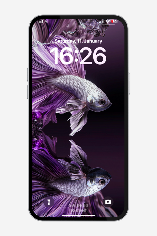 elegant purple wallpaper with artistic fish design – a nice phone deco picture and extra smartphone background for women who want stylish screens