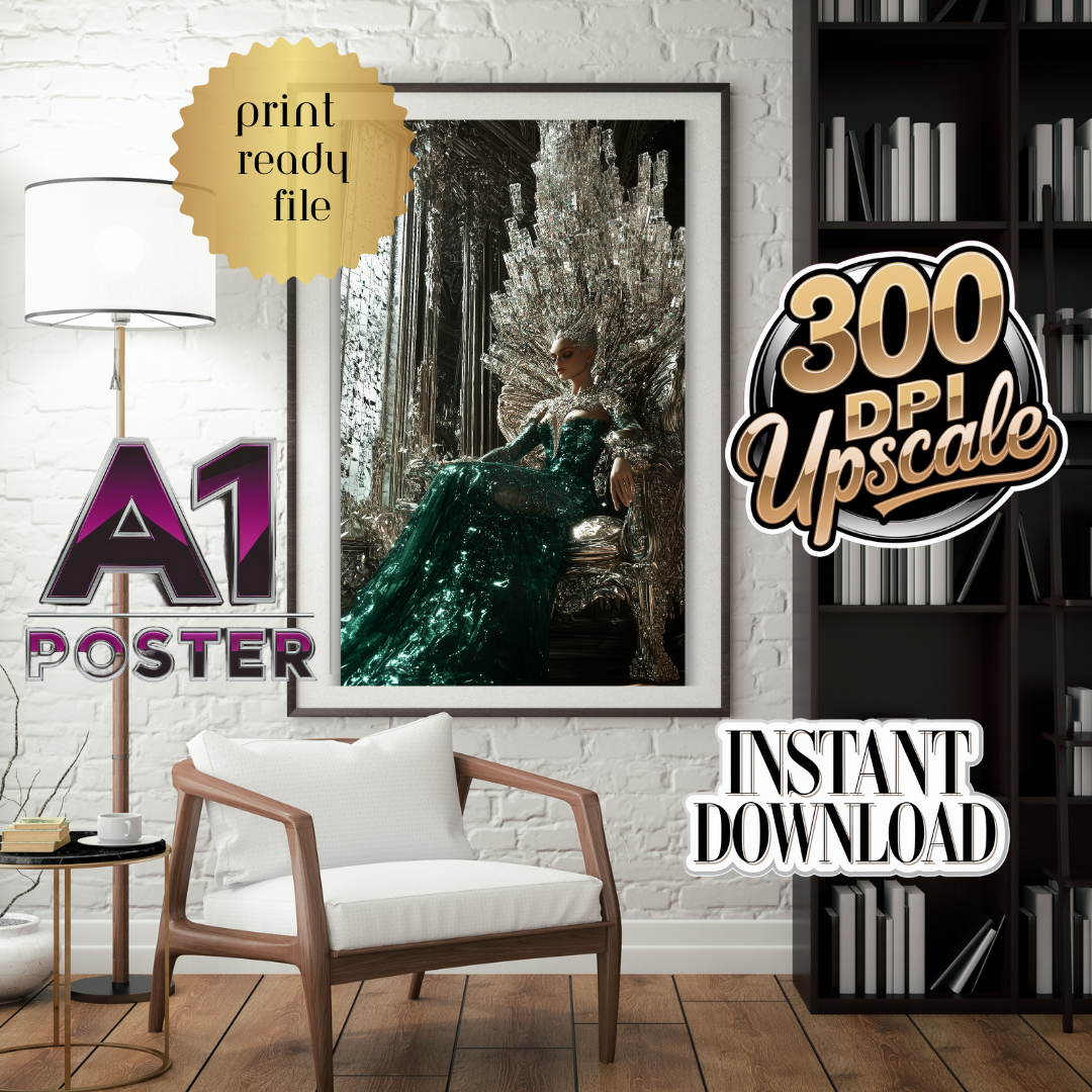 Queen of Everything A1 poster with 300 DPI upscale, print-ready file for instant download – perfect for sophisticated interior decor, featuring premium digital art.