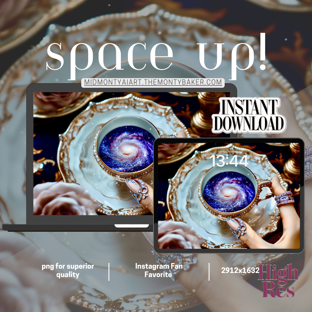 High-resolution rococo galaxy teacup with a touch of victorian style wallpaper for instant download, delivering superior quality for premium device displays – Instagram fan favorite.