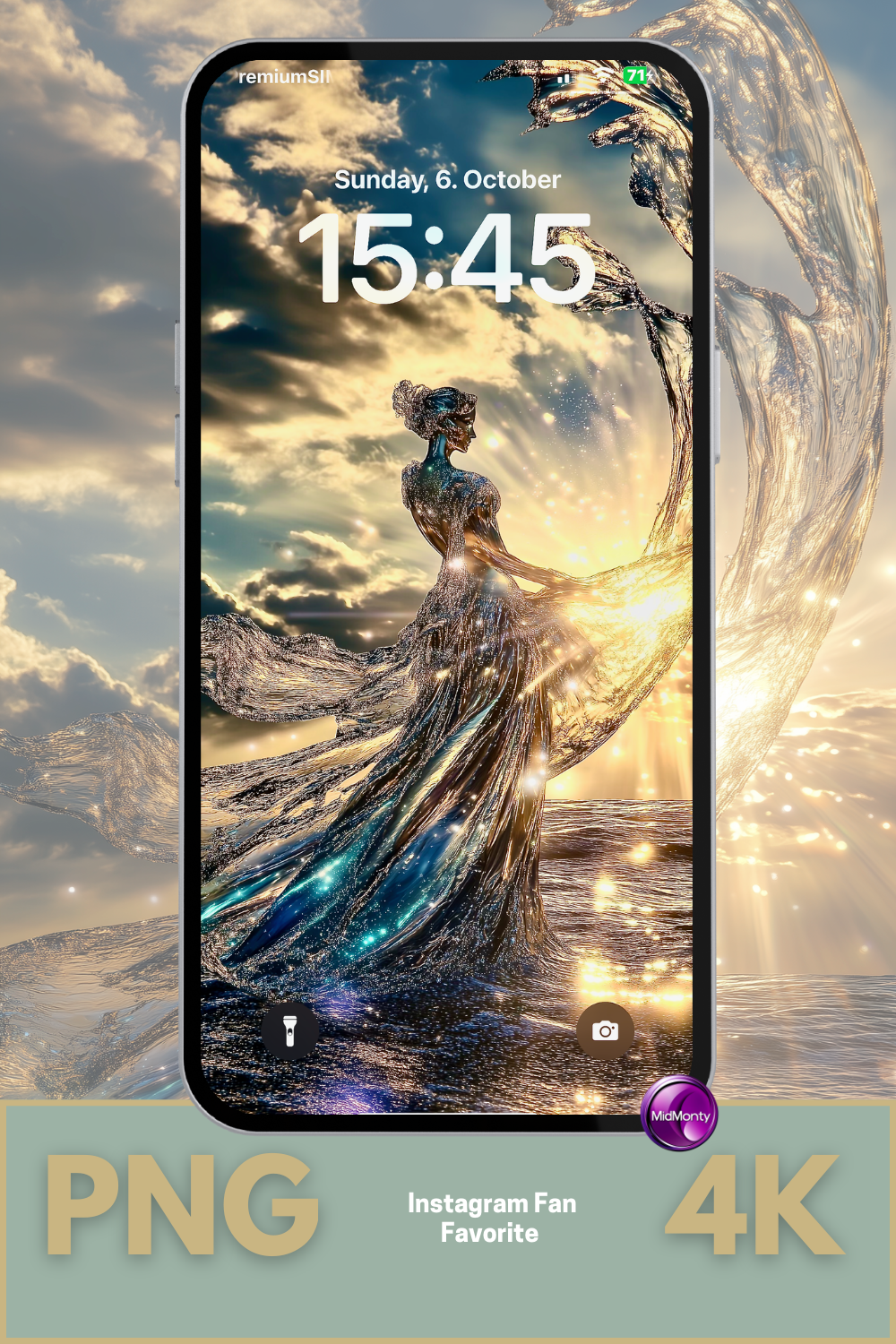 Aesthetic goddess wallpaper for phone in 4K PNG format – ethereal, divine, radiant and flowing Aphrodite image – Instagram fan favorite for mobile devices.