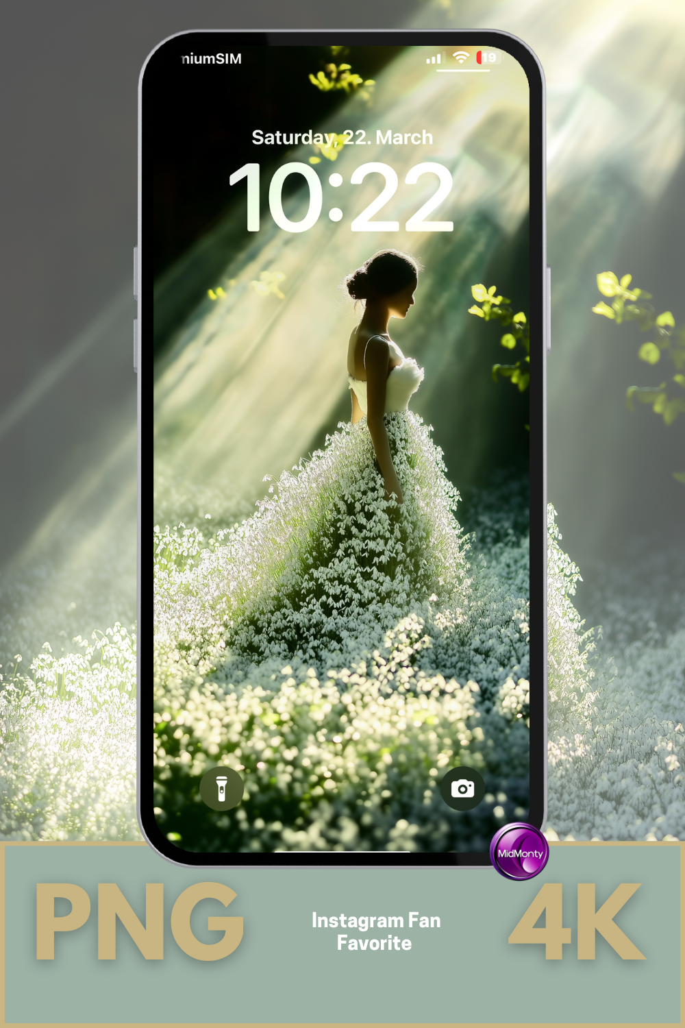 High-resolution mockup of a 4K spring wallpaper featuring a woman in a snowdrop dress, shown on a smartphone screen. Ideal as a snowdrop wallpaper 4k for mobile and phone, available for iPhone and Android download—a fan favorite from Instagram. Fully optimized for snowdrop wallpaper 4k iPhone and snowdrop wallpaper 4k android users.