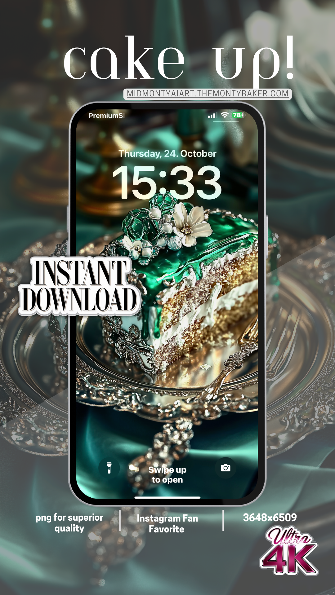 Emerald cake wallpaper for ultra 4K mobile display, offering luxurious digital art with cosmic elegance – instant download for superior quality and Instagram fan favorite.