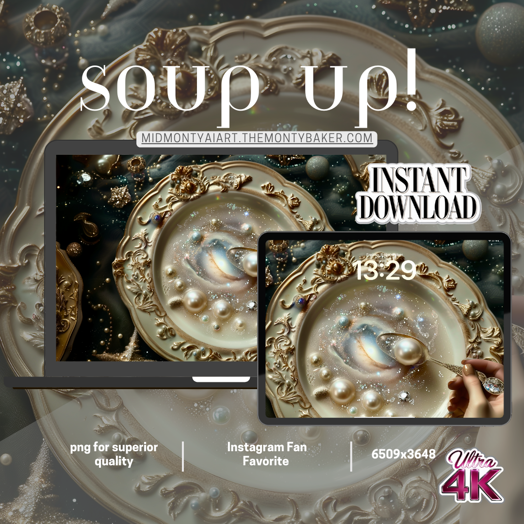 Luxurious AI-generated galaxy soup wallpaper for ultra 4K resolution, perfect for instant download and premium display on devices – Instagram fan favorite