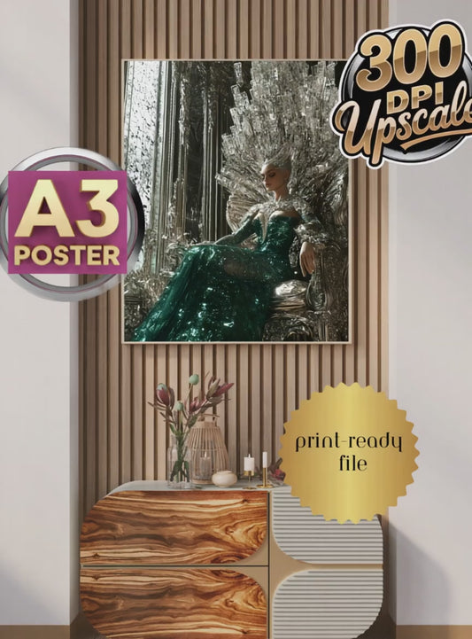 A3 Poster Emerald Majesty: The Queen of Everything - 300dpi Premium Printable